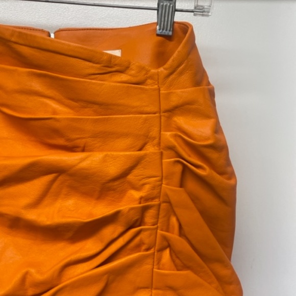 Camila Coelho Clementine Leather Skirt Orange - Picture 6 of 13
